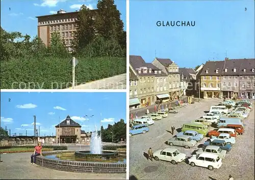 Glauchau Ingenieurschule Bahnhof Markt Brunnen Kat. Glauchau