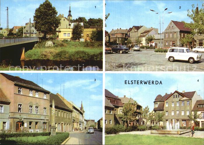 Elsterwerda Elsterpartie Markt Postmeilensaeule Hauptstrasse Markt Kat