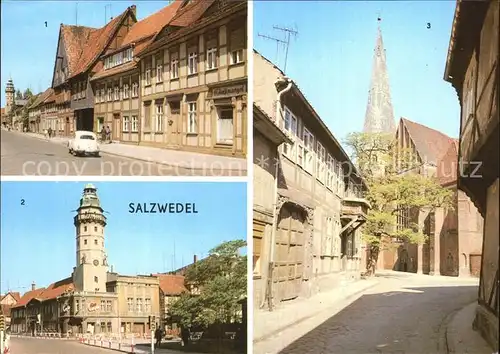 Salzwedel Strasse der Jugend Hotel Schwarzer Adler Turm des alten Rathauses Schmiedestrasse Kat. Salzwedel