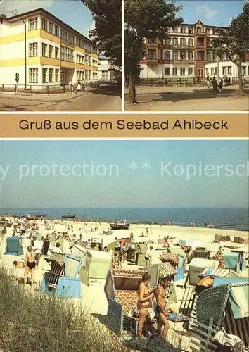 Ahlbeck Ostseebad FDGB Erholungsheime Neptun und Kurt Buerger Strand Kat. Heringsdorf Insel Usedom