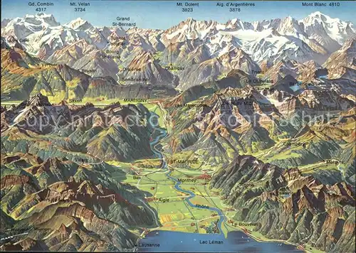 Rhonetal Panoramakarte Kat. 