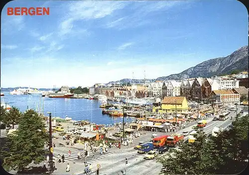 Bergen Norwegen View of the Market Kat. Norwegen