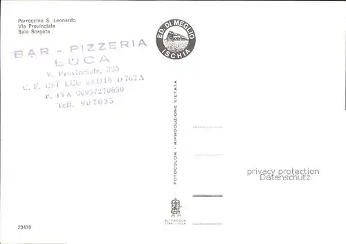 Ischia Parrochia San Leonardo Via Provinciale Baia Sorgeta Kat. 