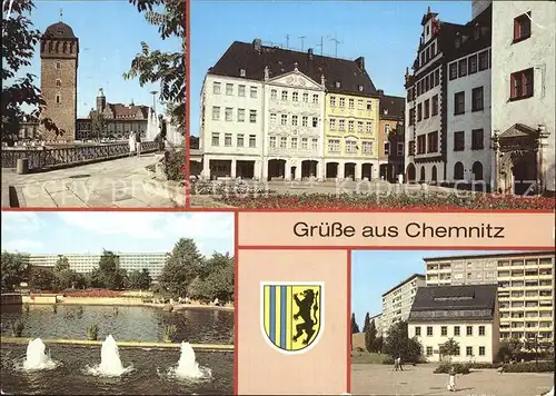 Chemnitz Roter Turm Siegertsches Haus Karl Marx Platz Wasserspiele Fritz Heckert Haus Kat. Chemnitz