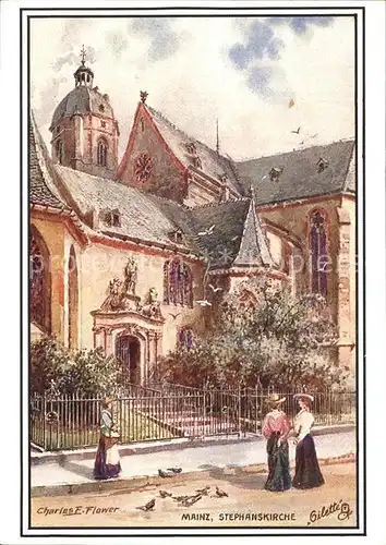 Mainz Rhein Stephanskirche Kuenstlerkarte