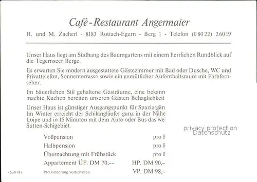 Rottach Egern Cafe Restaurant Angermaier Kat. Rottach Egern