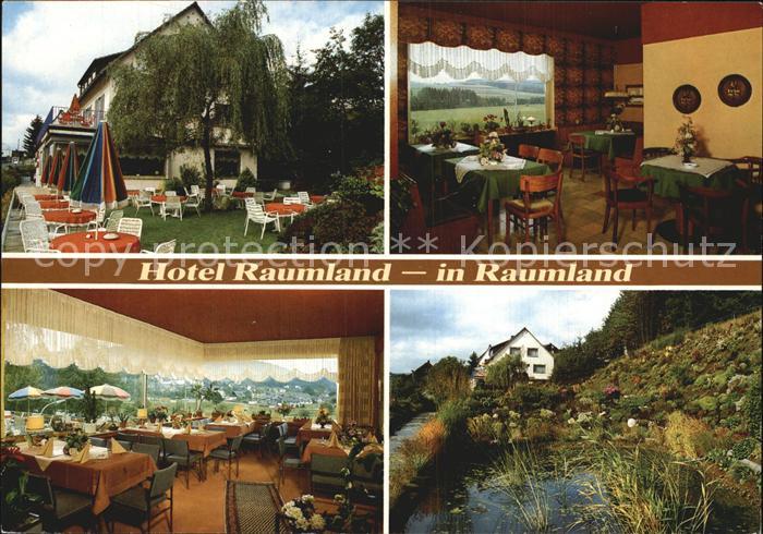 Bad Berleburg Hotel Raumland Terrasse Gastraeume Teich Kat