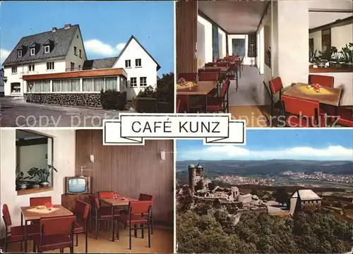 Greifenstein Hessen Pension Cafe Kunz Gaststube TV Zimmer Burgruine Kat. Greifenstein