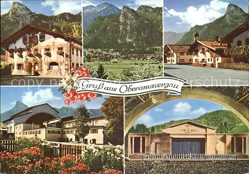 Oberammergau Pilatushaus Kofel Dedlerstr Passisonsspielhaus Buehne und Chor Kat. Oberammergau