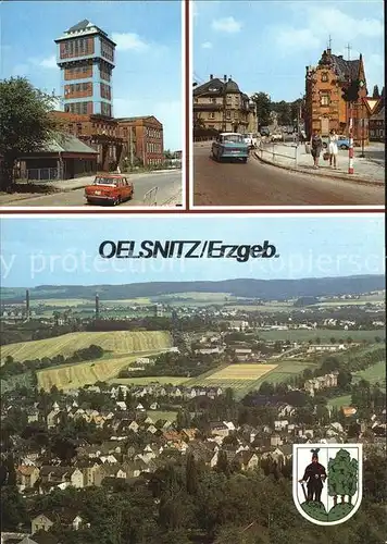 Oelsnitz Erzgebirge Fliegeraufnahme Foerderturm Technisches Museum Otto Nusche Strasse Kat. Oelsnitz Erzgebirge