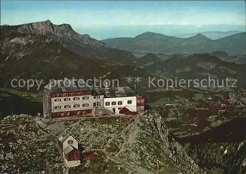 Watzmannhaus Fliegeraufnahme mit Untersberg Kat. Berchtesgaden
