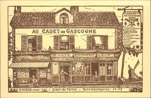 Paris Restaurant Au Cadet de Gascogne Place du Tertre * / Paris /Arrond. de Paris