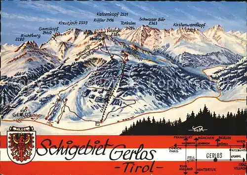 Gerlos Skigebietskarte Kat. Gerlos