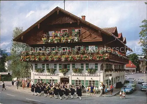 Oberammergau Hotel Wolf mit Musikkapelle Kat. Oberammergau