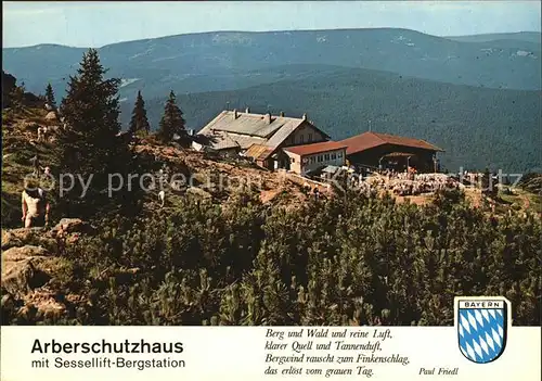 Arberschutzhaus mit Sessellift Bergstation Kat. Grosser Arber Bayerisch Eisenstein