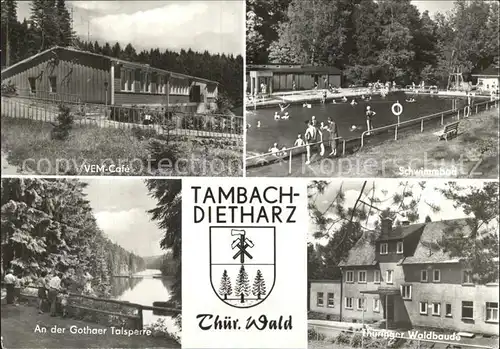 Tambach Dietharz Cafe An der Gothaer Talsperre Waldbaude Schwimmbad Kat. Tambach Dietharz