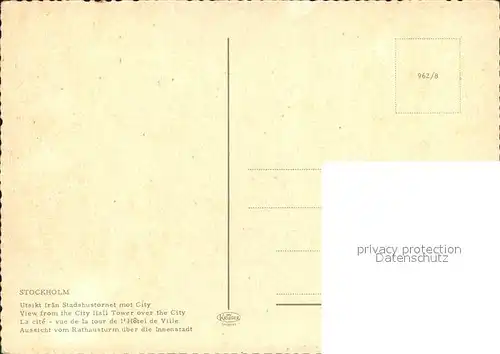 Stockholm Aussicht vom Rathausturm ueber die Innenstadt Kat. Stockholm