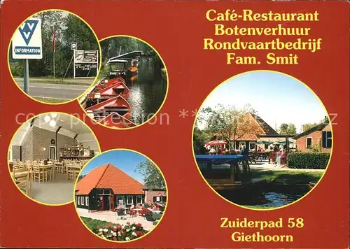 Giethoorn Cafe Restaurant Bootsverleih Ruderbedarf Fam Smit Kat. Steenwijkerland