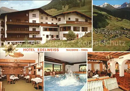 Nauders Tirol Hotel Edelweiss Hallenbad Gastraum Teilansicht  Kat. Nauders