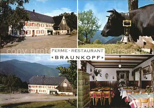 Metzeral Haut Rhin Restaurant Braunkopf Aussen  und Innenansicht Kat. Metzeral