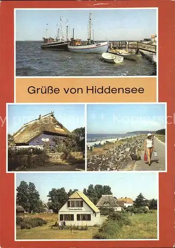 Insel Hiddensee Hafen Blaue Scheune Duenendamm Dreimaederlhaus Kat. Insel Hiddensee