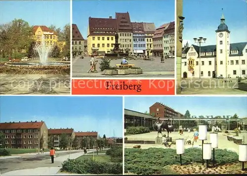 Freiberg Sachsen Brunnendenkmal Obermarkt Rathaus Wasserberg  Kat. Freiberg