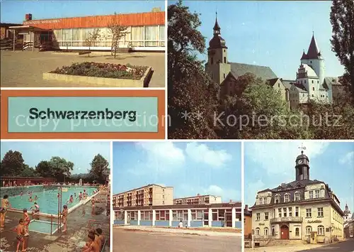 Schwarzenberg Erzgebirge Gaststaette Roter Loewe Schloss Kirche Freibad Kat. Schwarzenberg