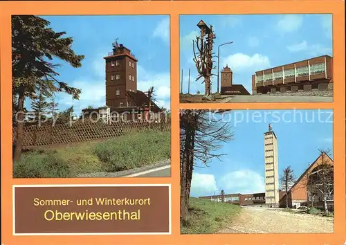 Oberwiesenthal Erzgebirge Wetterwarte Fichtelberg HO Gaststaette Fichtelberghaus Aussichtsturm Kat. Oberwiesenthal