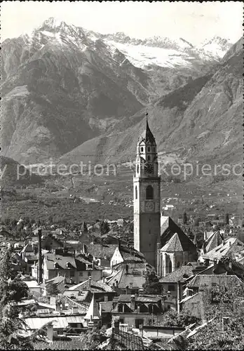 Merano Suedtirol mit Turm der Pfarrkirche Kat. Merano