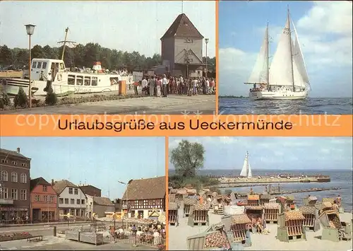 Ueckermuende Mecklenburg Vorpommern Anlegestelle Weisse Flotte Pionierschiff Immer bereit Karl Marx Platz Kat. Ueckermuende