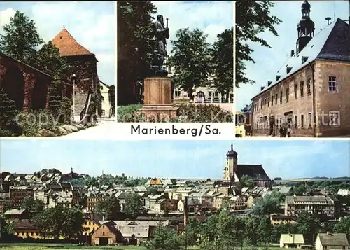 Marienberg Erzgebirge Zschopauer Tor Stadtmauer Denkmal des Stadtgruenders Rathaus Kat. Marienberg