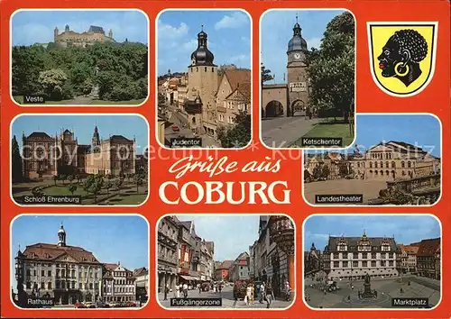 Coburg Veste Ketschentor Schloss Ehrenburg Rathaus Marktplatz Theater Kat. Coburg