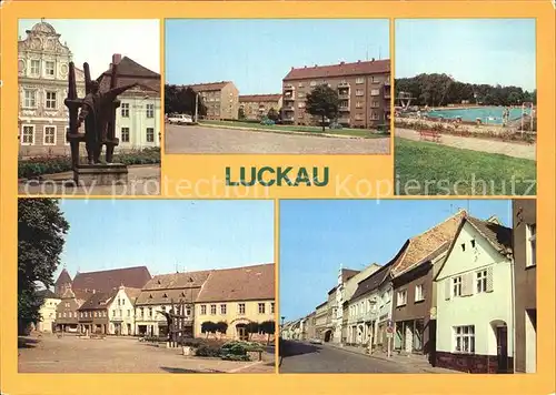 Luckau Niederlausitz Freibad Markt Karl Liebknecht Denkmal Kat. Luckau Niederlausitz