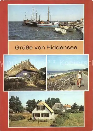 Insel Hiddensee HAfen Blaue Scheune Duenendamm Dreimaedelhaus Kat. Insel Hiddensee