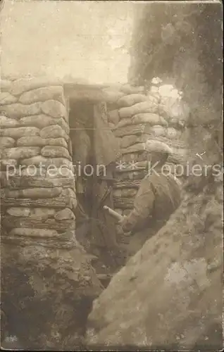 Regiment IR 071 Infanterie Soldat mit Granate Schuetzengraben WK1