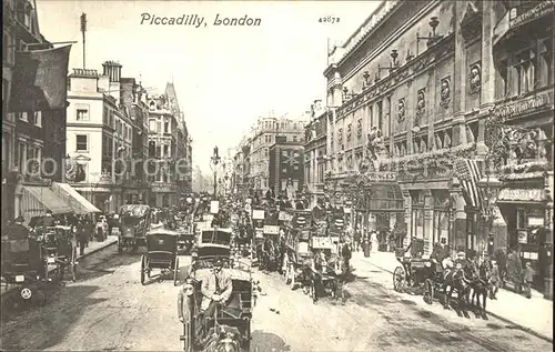 London Piccadilly Circus Traffic Pferdekutschen Kat. City of London