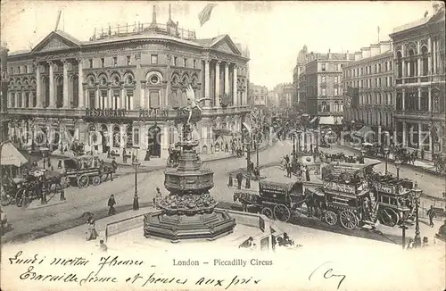 London Piccadilly Circus Monument Pferdekutschen Kat. City of London