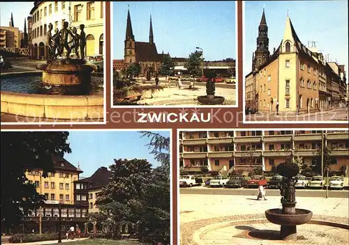 Zwickau Sachsen Schiffchen Brunnen am Hauptmarkt Ringcafe  Kat. Zwickau