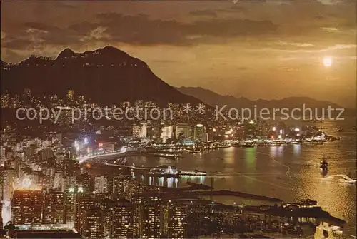 Victoria City Fliegeraufnahme bei Nacht Kat. Hong Kong