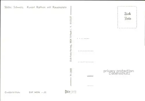 Rathen Saechsische Schweiz Rauenstein Kat. Rathen Sachsen