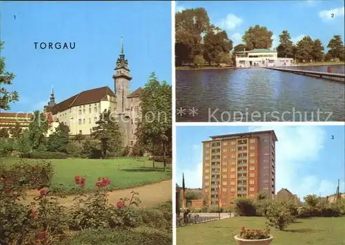 Torgau Schloss Hartenfels Schwimmbad Hochhaus Eilenburger Strasse Kat. Torgau