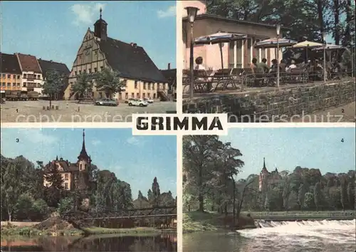 Grimma Rathaus HOG Gottersburg Kettenbruecke Muldenwehr Kat. Grimma