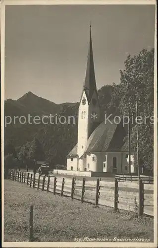 Fischhausen Schliersee Kirche mit Brecherspitze Kat. Schliersee