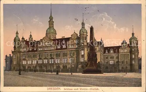 Dresden Schloss und Wettin Obelisk Kat. Dresden Elbe
