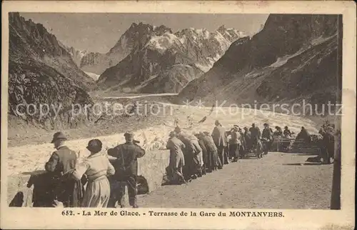 Chamonix Mer de Glace Terrasse de la Gare du Montanvers Gletscher Gebirgspanorama Kat. Chamonix Mont Blanc