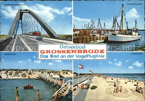 Grossenbrode Ostseebad Strand Fehmarnsundbruecke Fischereihafen