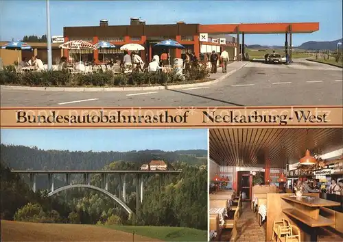 Dietlingen Keltern Bundesautobahn Rasthof Neckarburg West Autobahnbruecke Gastraum Kat. Keltern