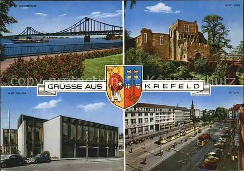 Krefeld Rheinbruecke Burg Linn Stadttheater Ostwall Kat. Krefeld