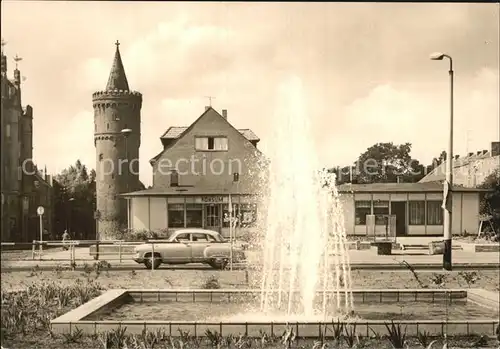 Friedland Mecklenburg Markt Burgturm Fontaene Kat. Friedland