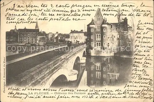 La Fleche Chateau des Carmes Pont Schloss Kat. La Fleche